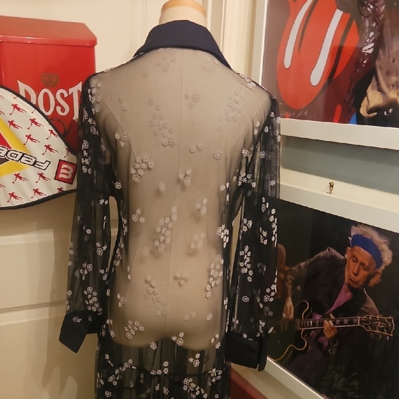 Chic Black Floral Embroidered Long Sleeve Sheer Maxi Dress - Picture 8 of 10